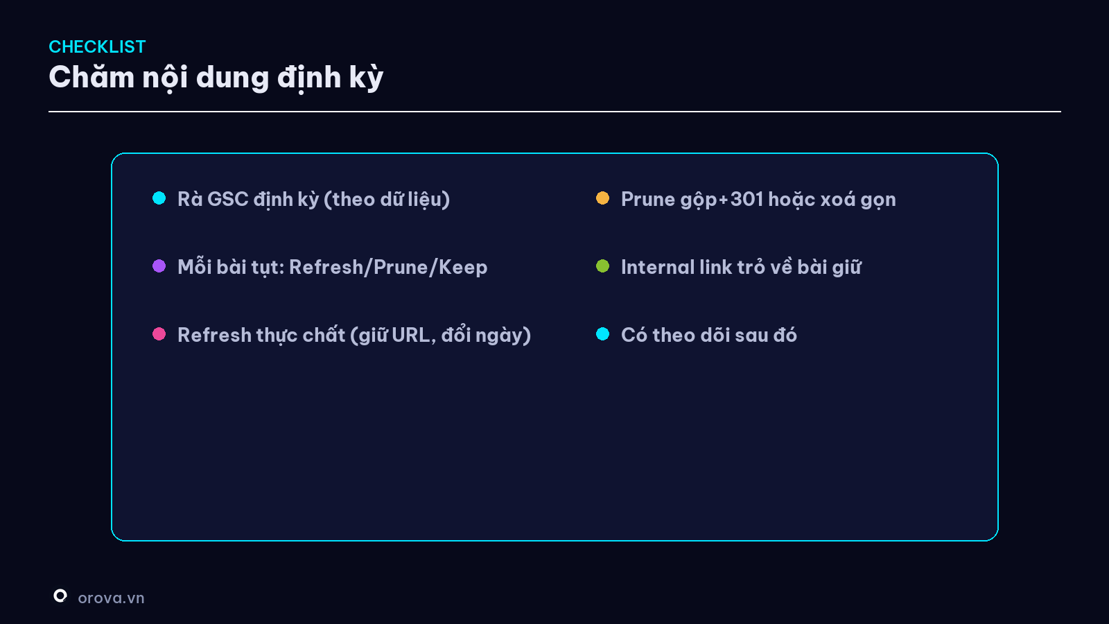 Checklist chăm nội dung định kỳ