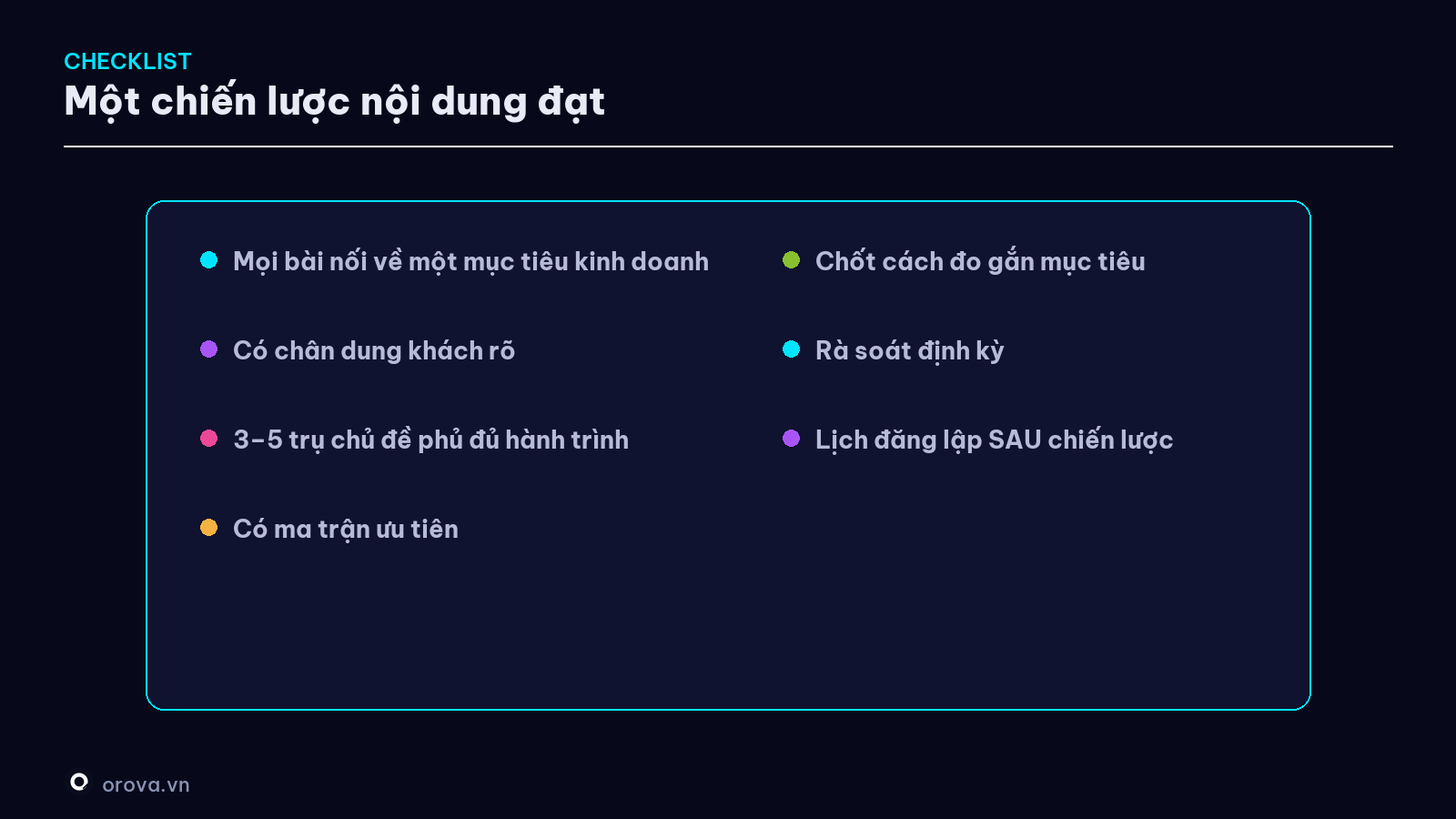 Checklist một chiến lược nội dung đạt