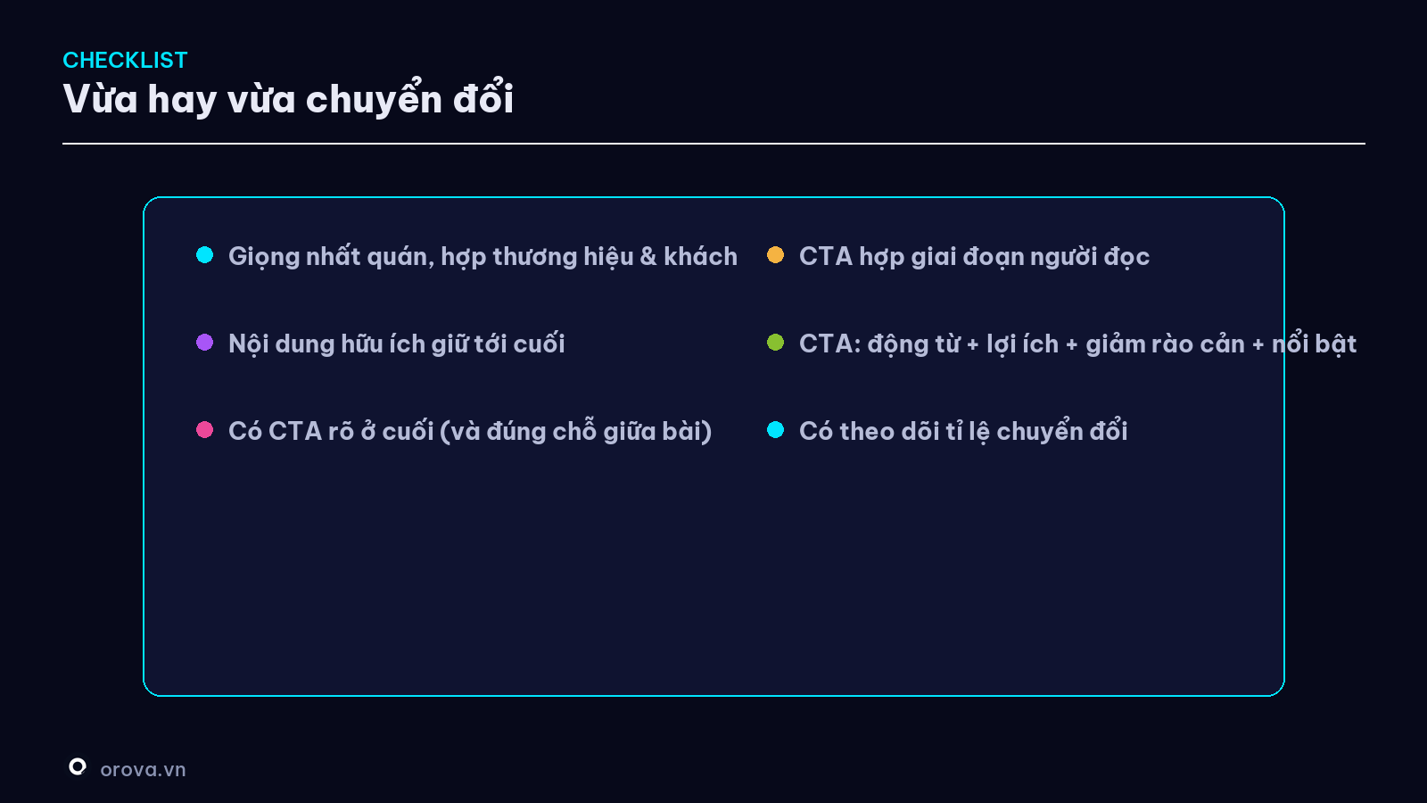 Checklist một bài vừa hay vừa chuyển đổi
