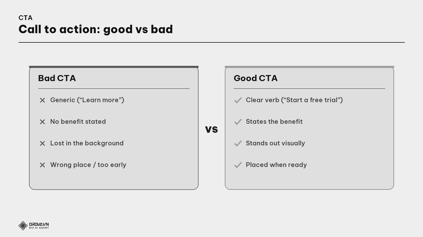 Good CTA vs bad CTA