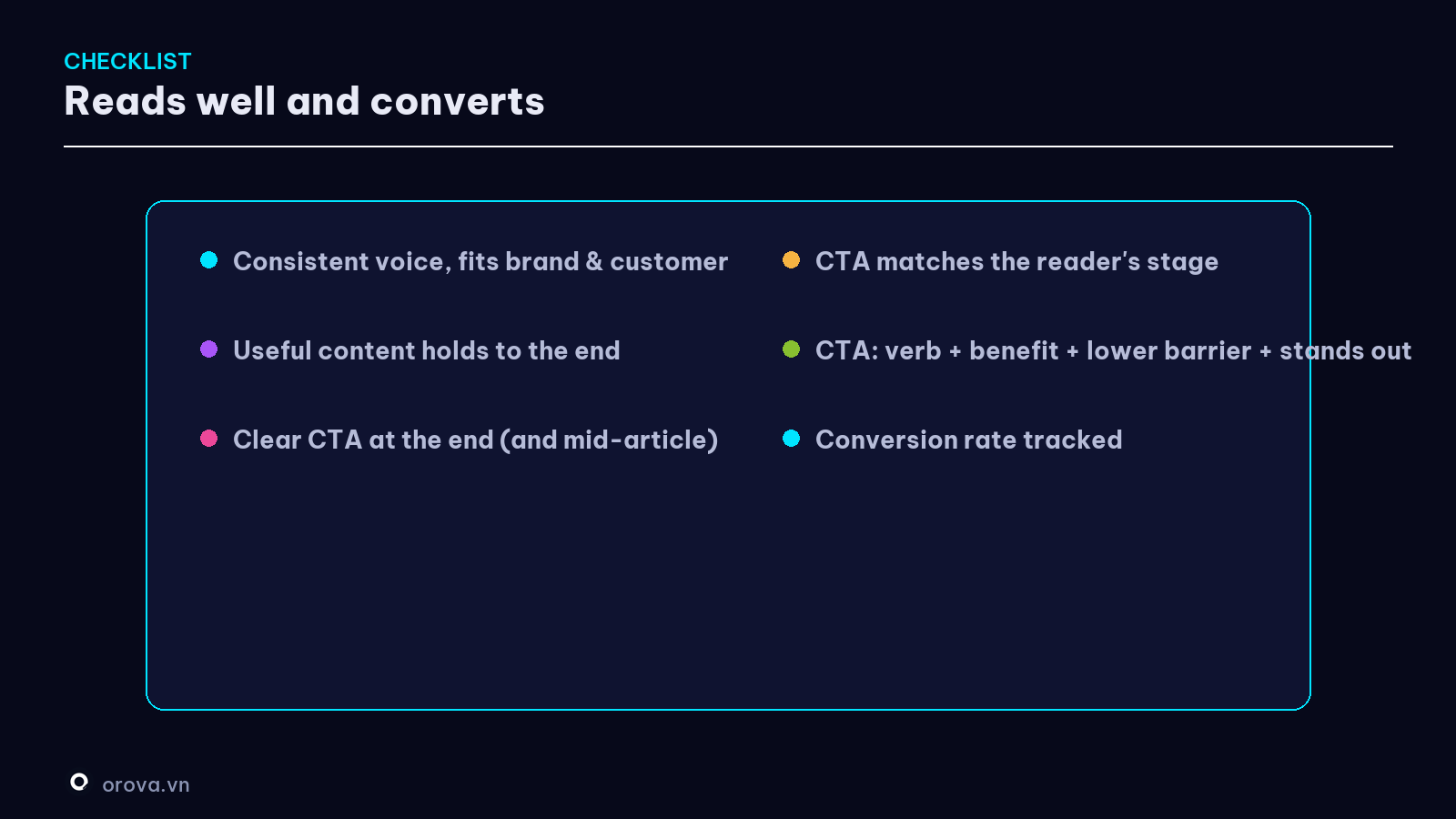 A checklist for an article that both reads well and converts