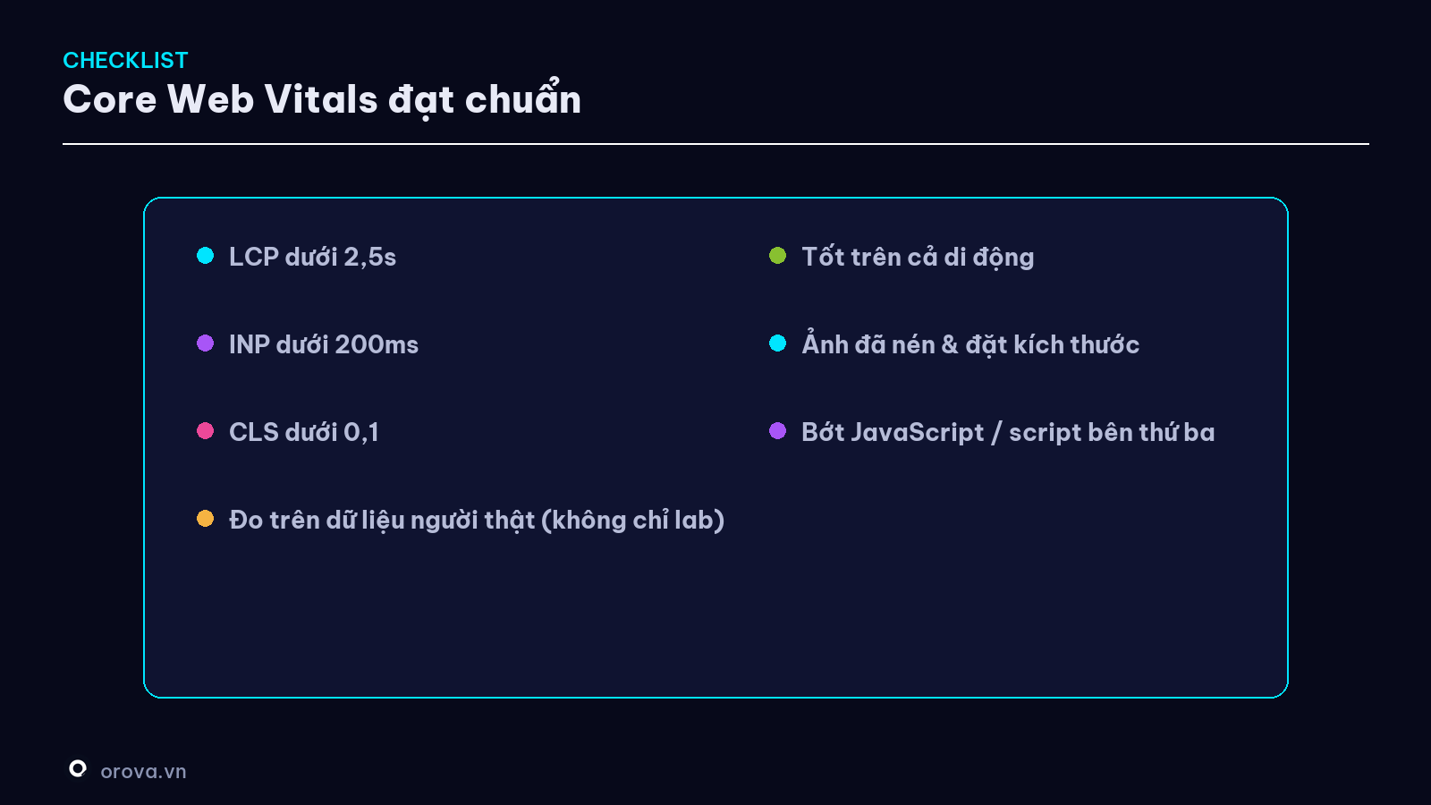 Checklist Core Web Vitals đạt chuẩn