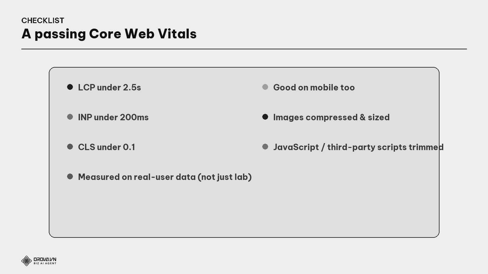A passing Core Web Vitals checklist