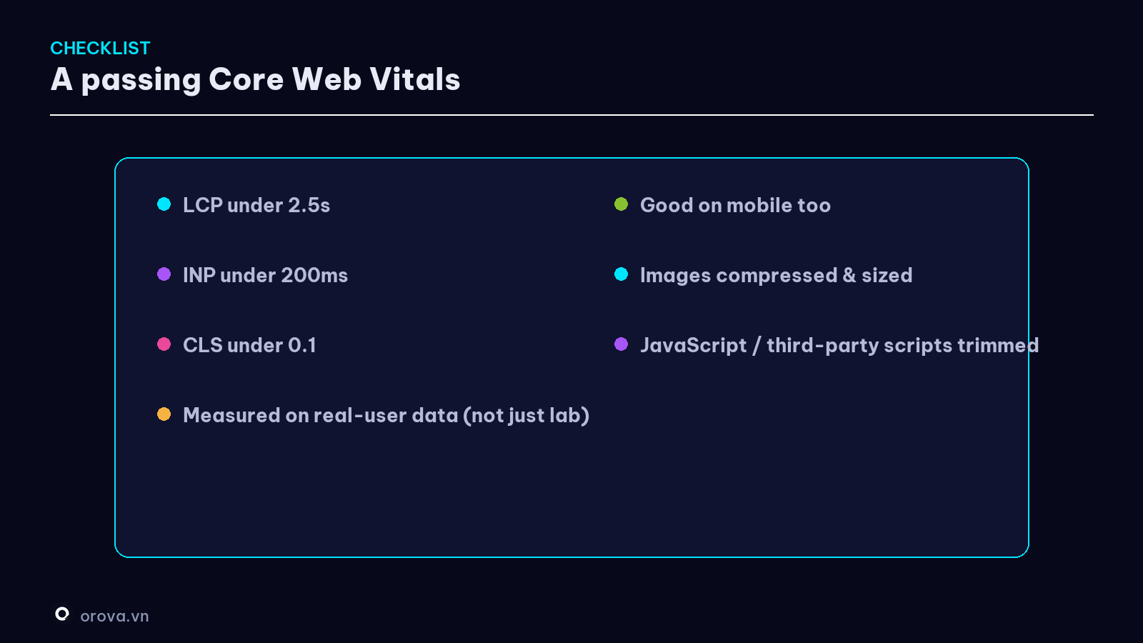 A passing Core Web Vitals checklist