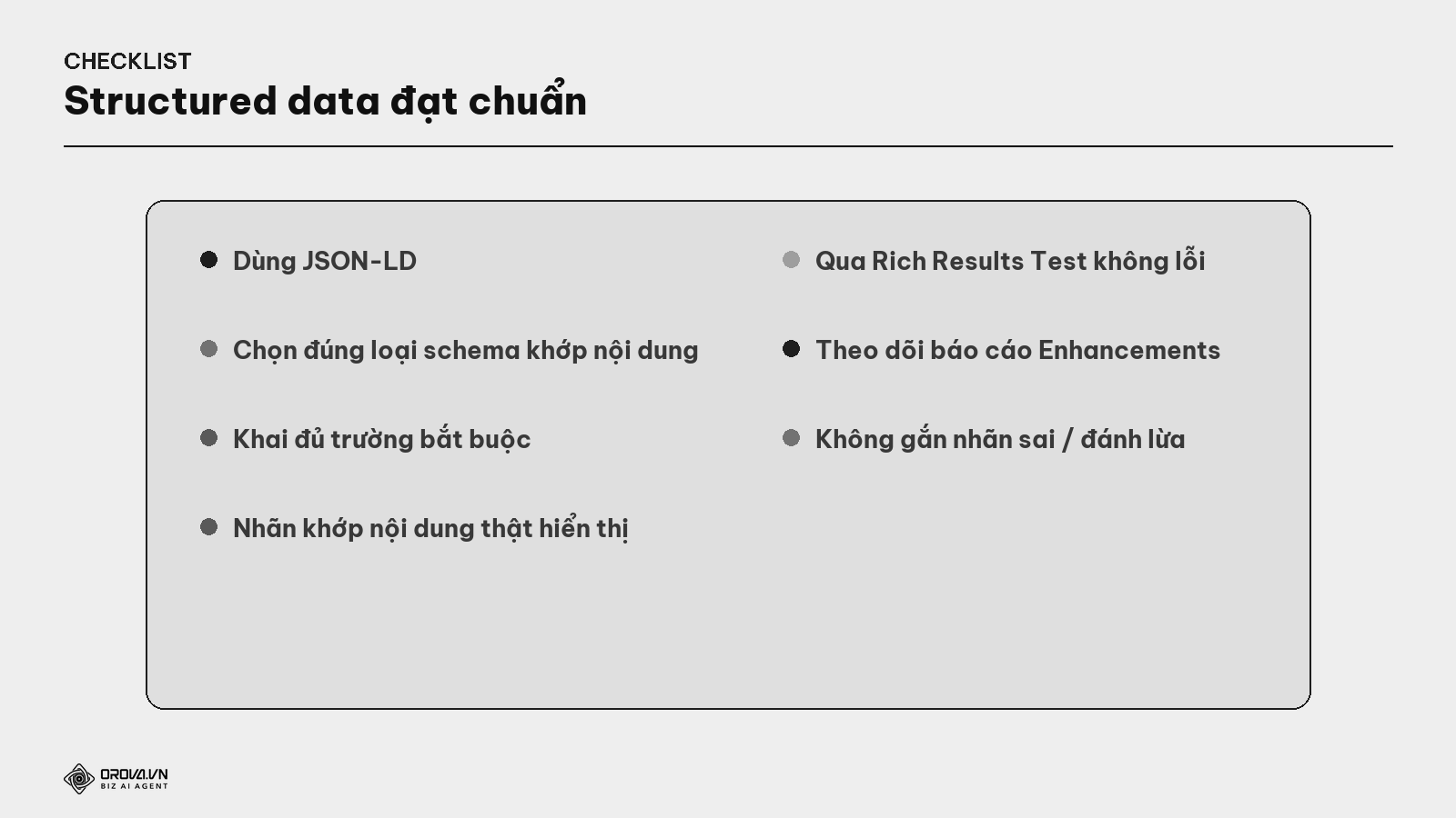Checklist structured data đạt chuẩn