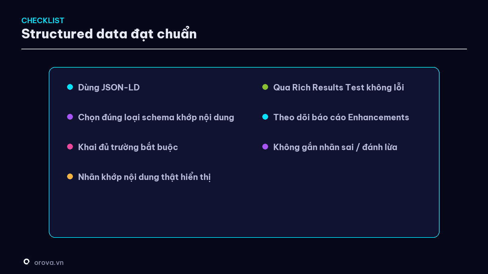 Checklist structured data đạt chuẩn