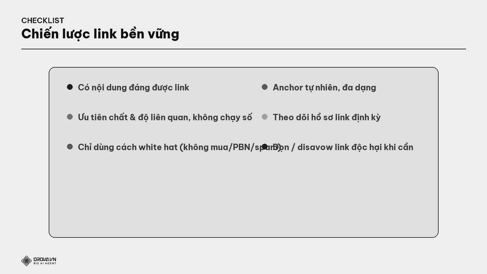 Checklist một chiến lược link bền vững