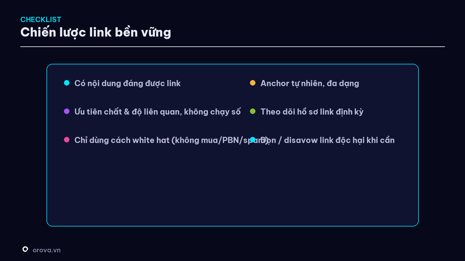 Checklist một chiến lược link bền vững