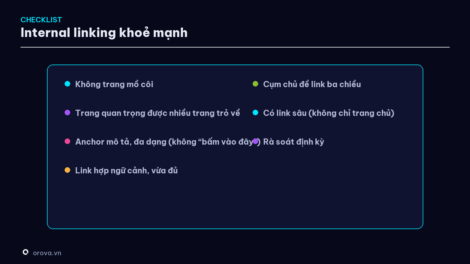 Checklist internal linking khoẻ mạnh