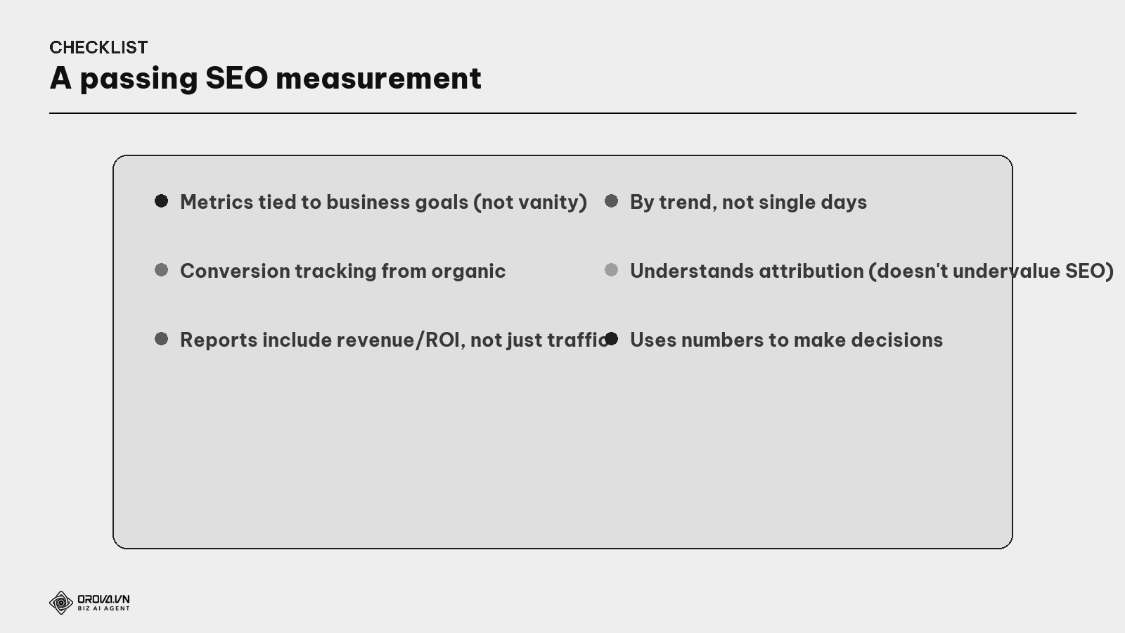 A passing SEO measurement checklist