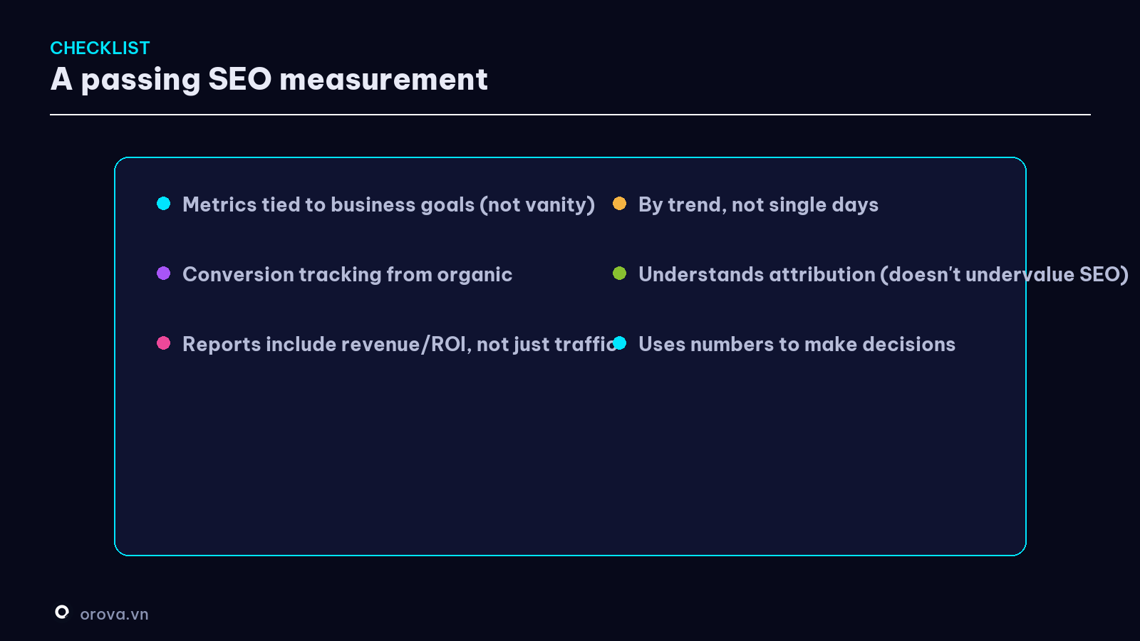 A passing SEO measurement checklist
