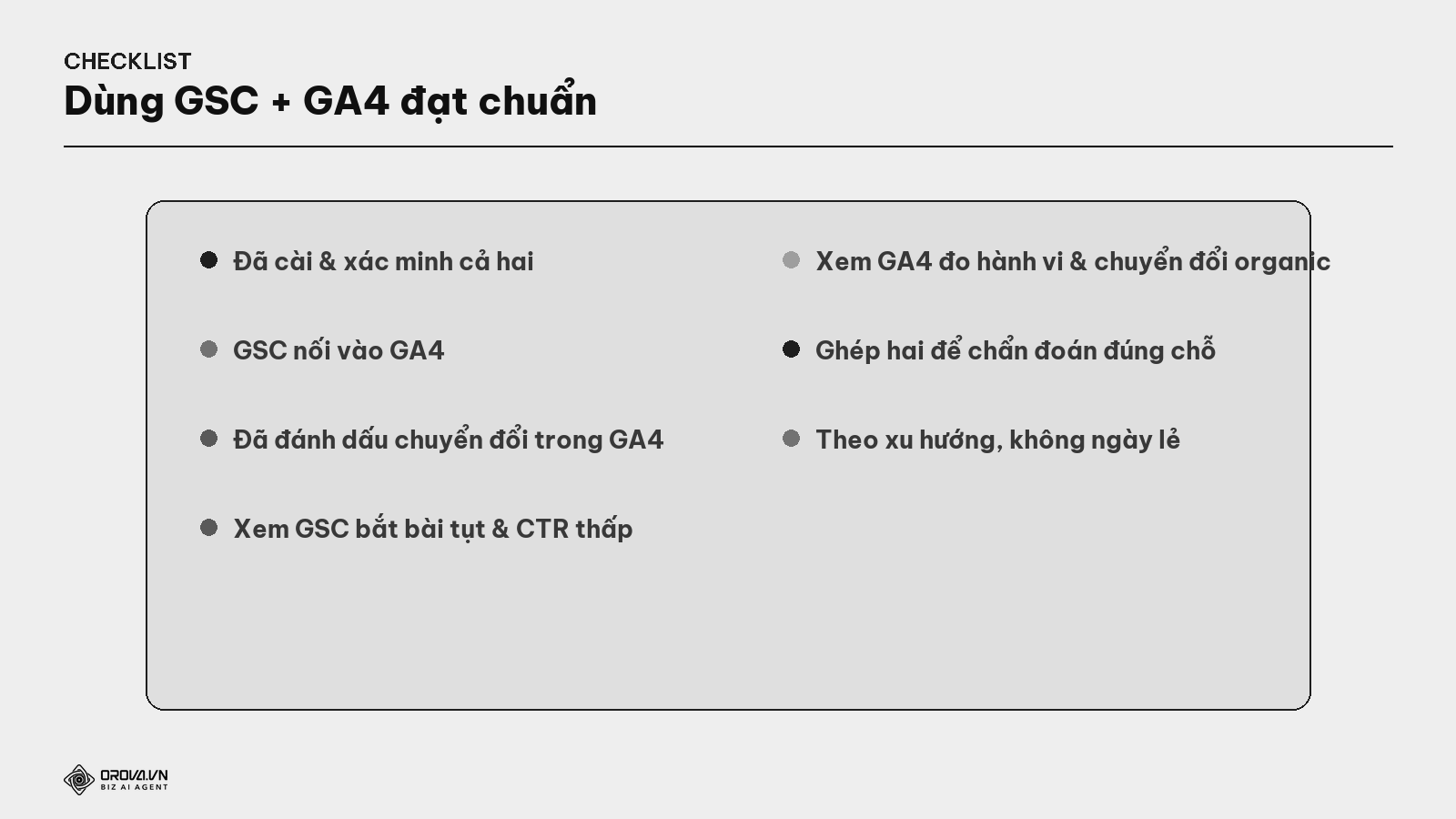 Checklist dùng GSC + GA4 đạt chuẩn