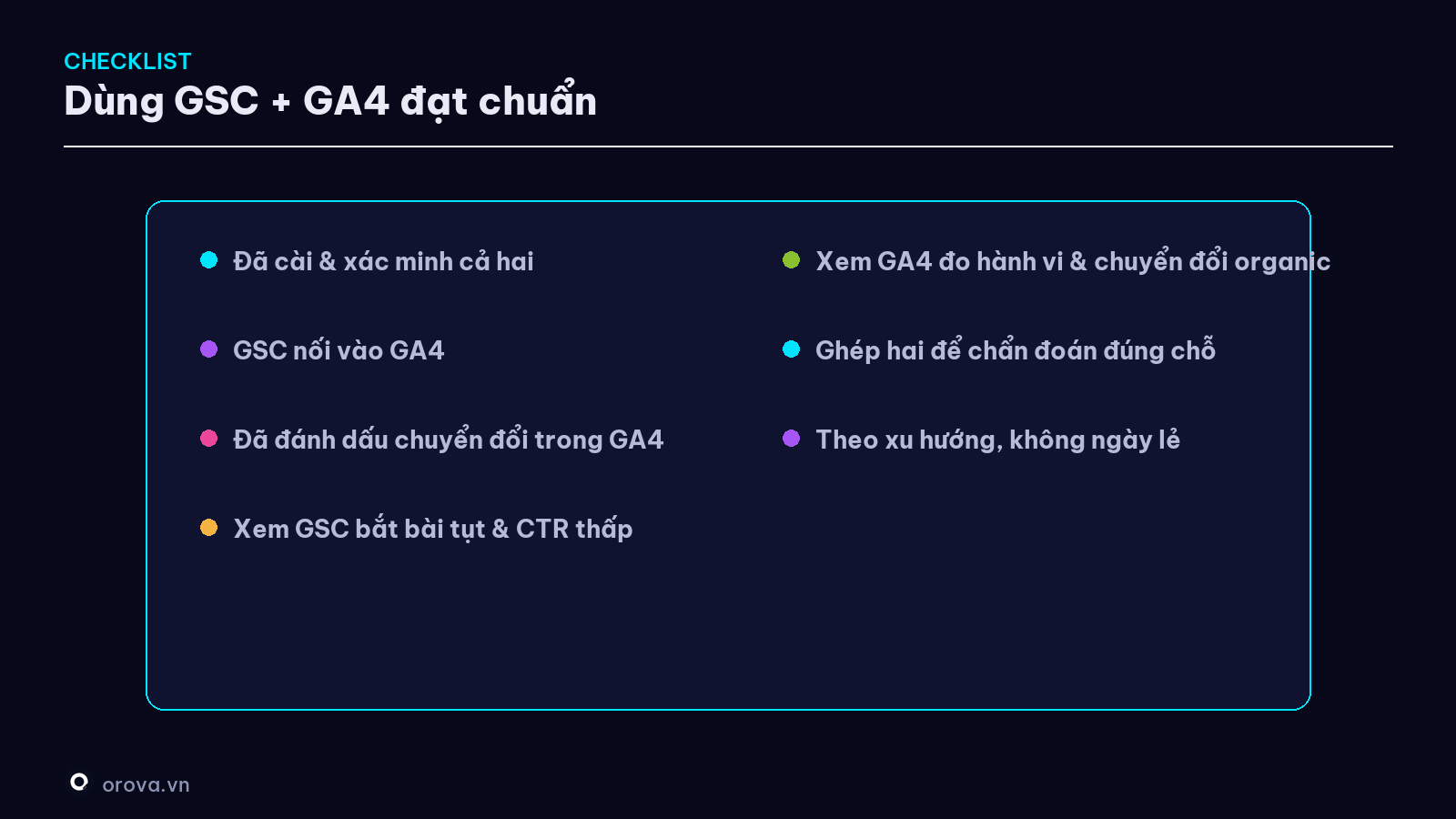 Checklist dùng GSC + GA4 đạt chuẩn