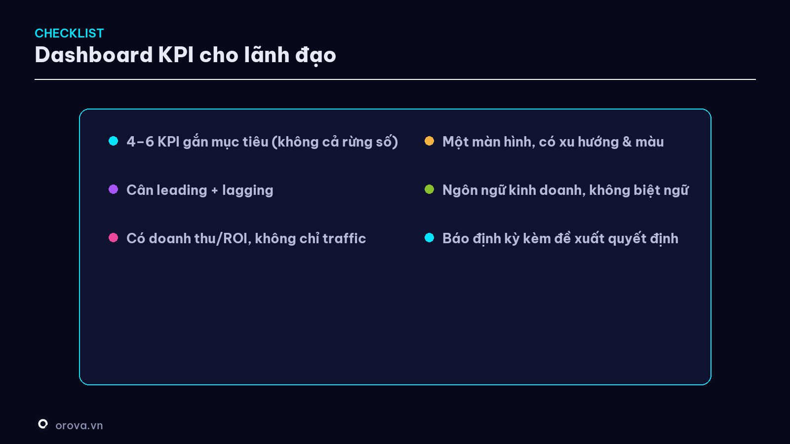 Checklist dashboard KPI cho lãnh đạo
