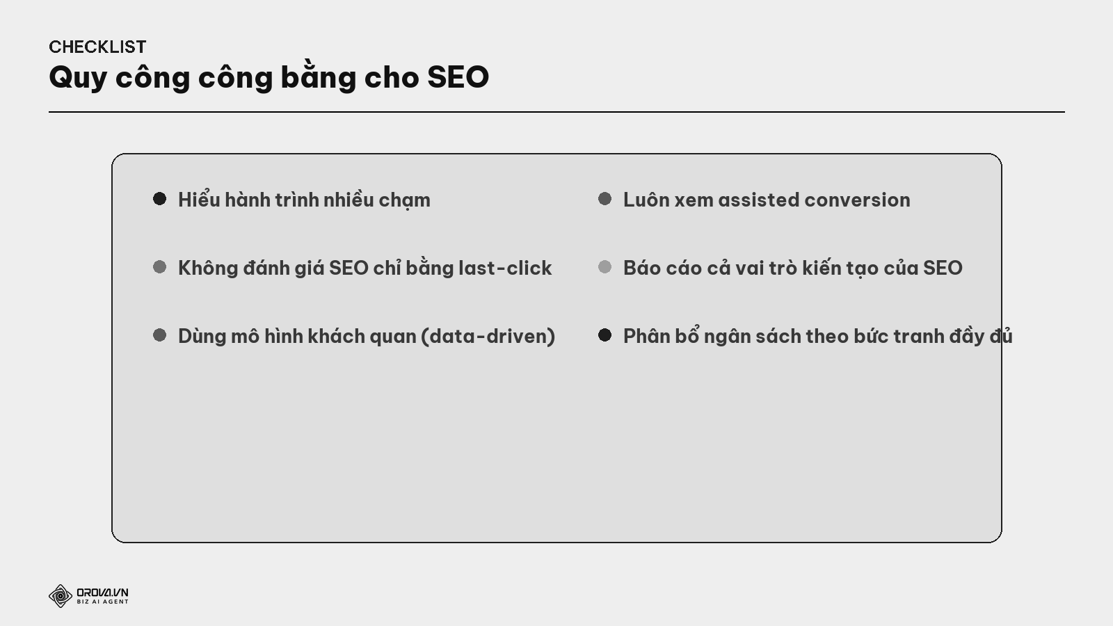 Checklist quy công công bằng cho SEO