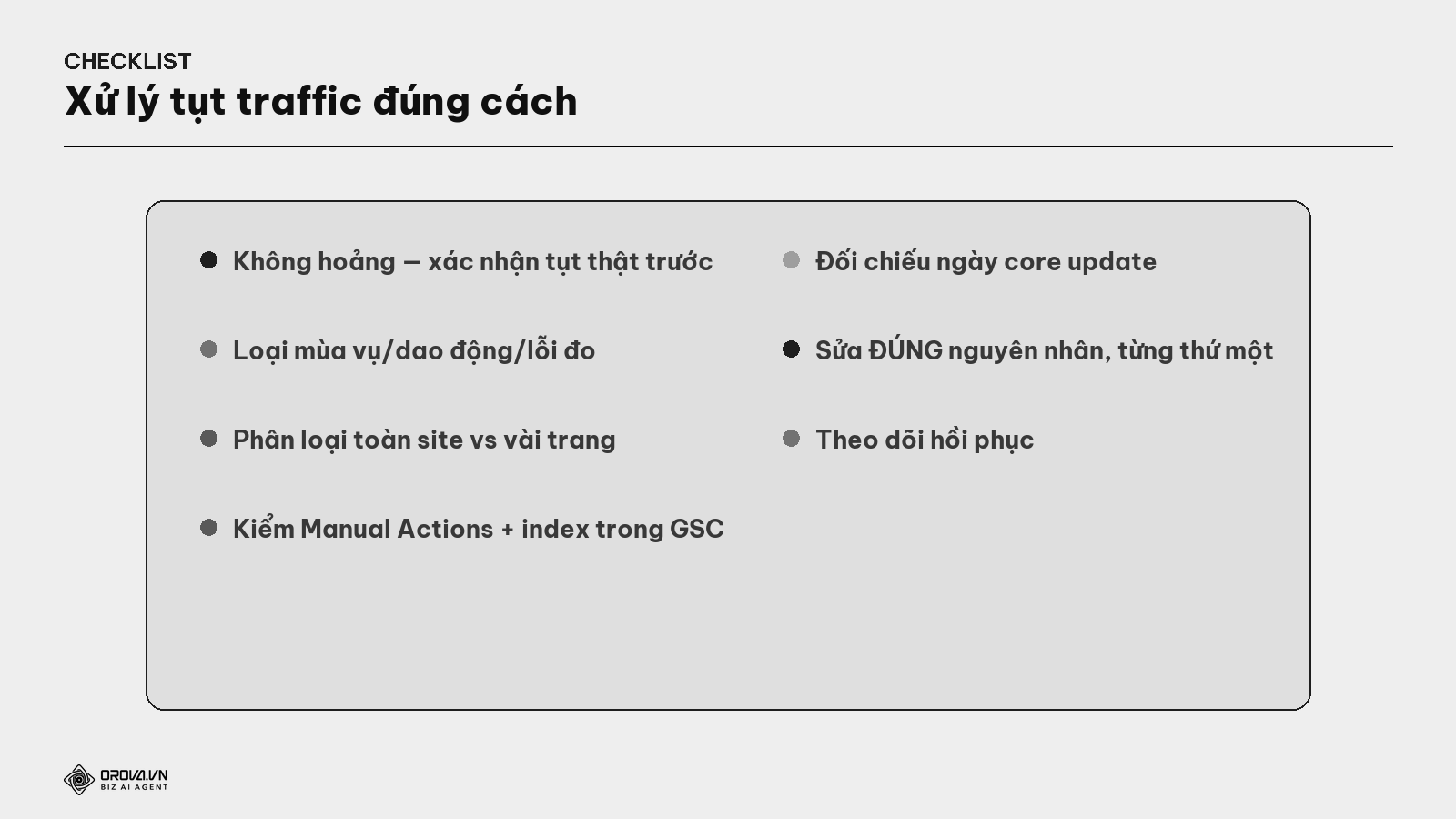 Checklist xử lý tụt traffic đúng cách