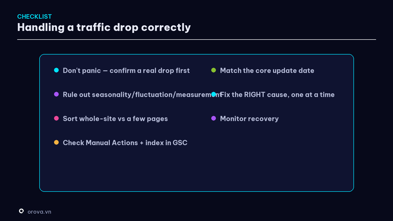 A checklist for handling a traffic drop correctly