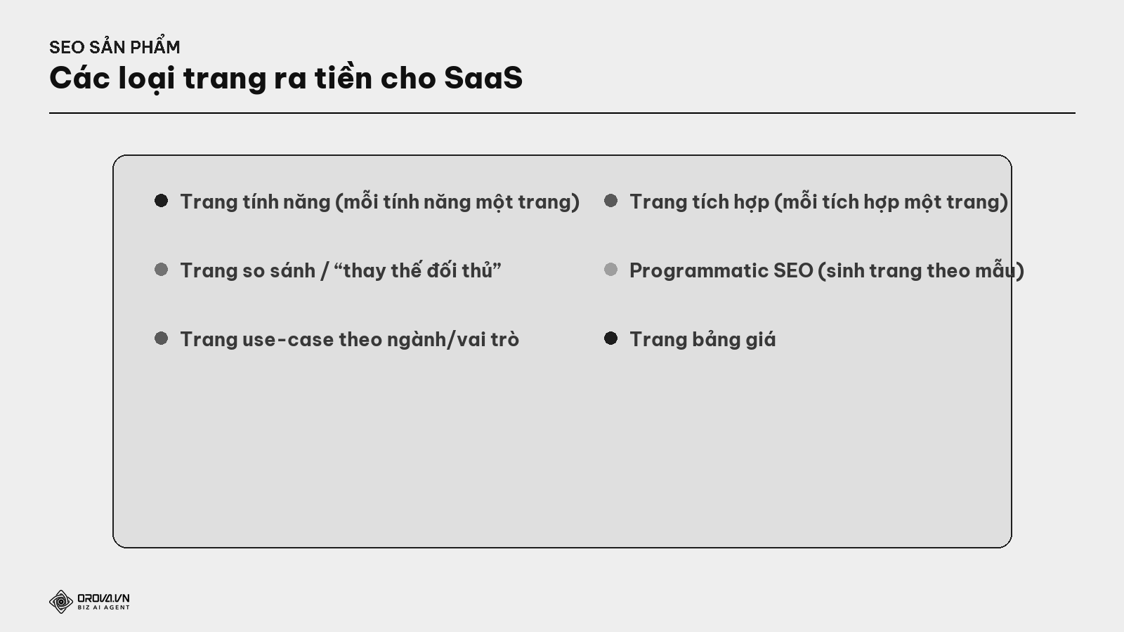 Các loại trang SEO sản phẩm cho SaaS