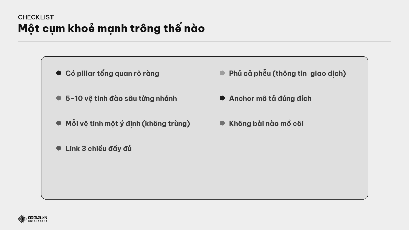 Checklist một cụm chủ đề khoẻ mạnh