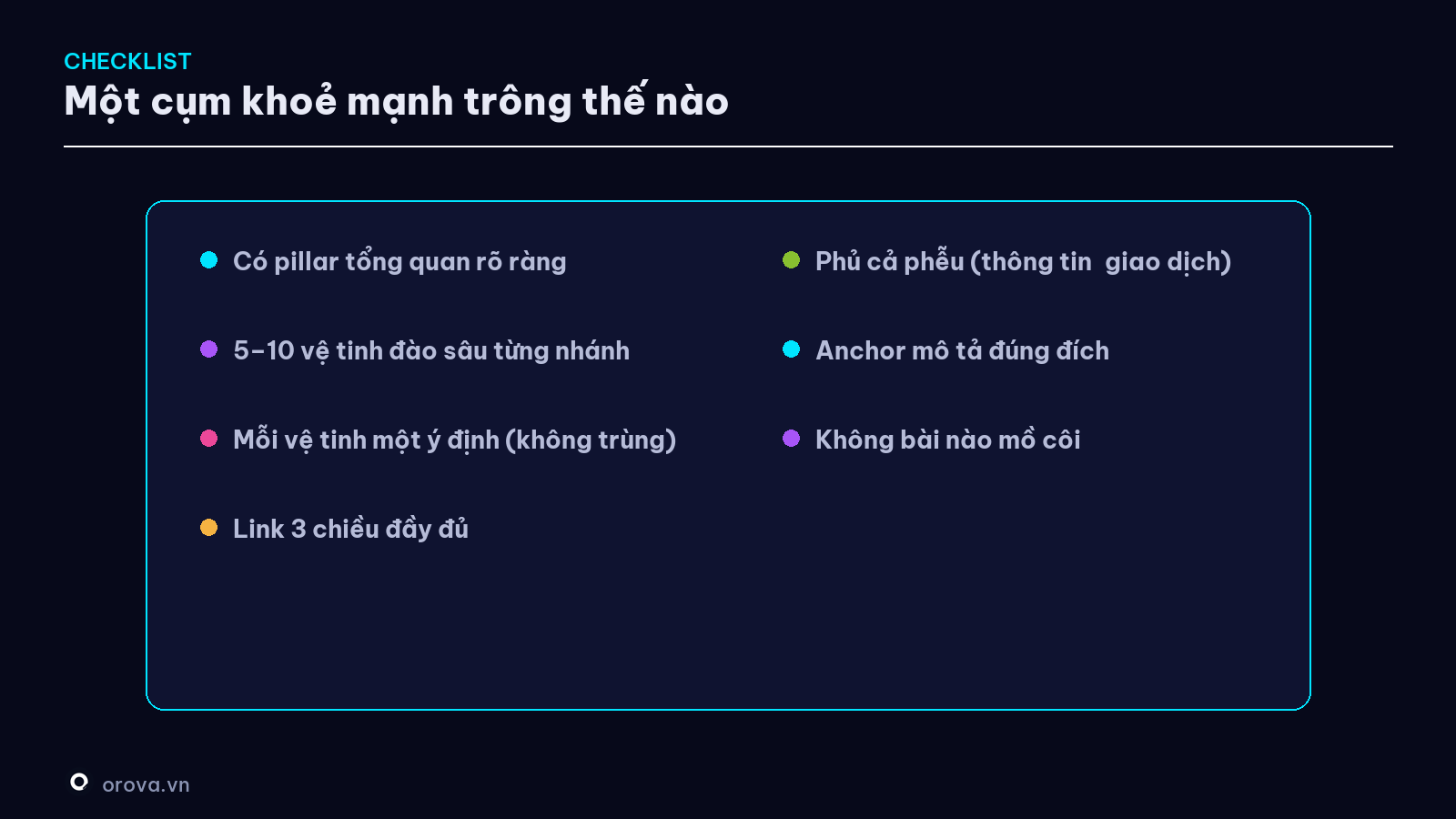Checklist một cụm chủ đề khoẻ mạnh