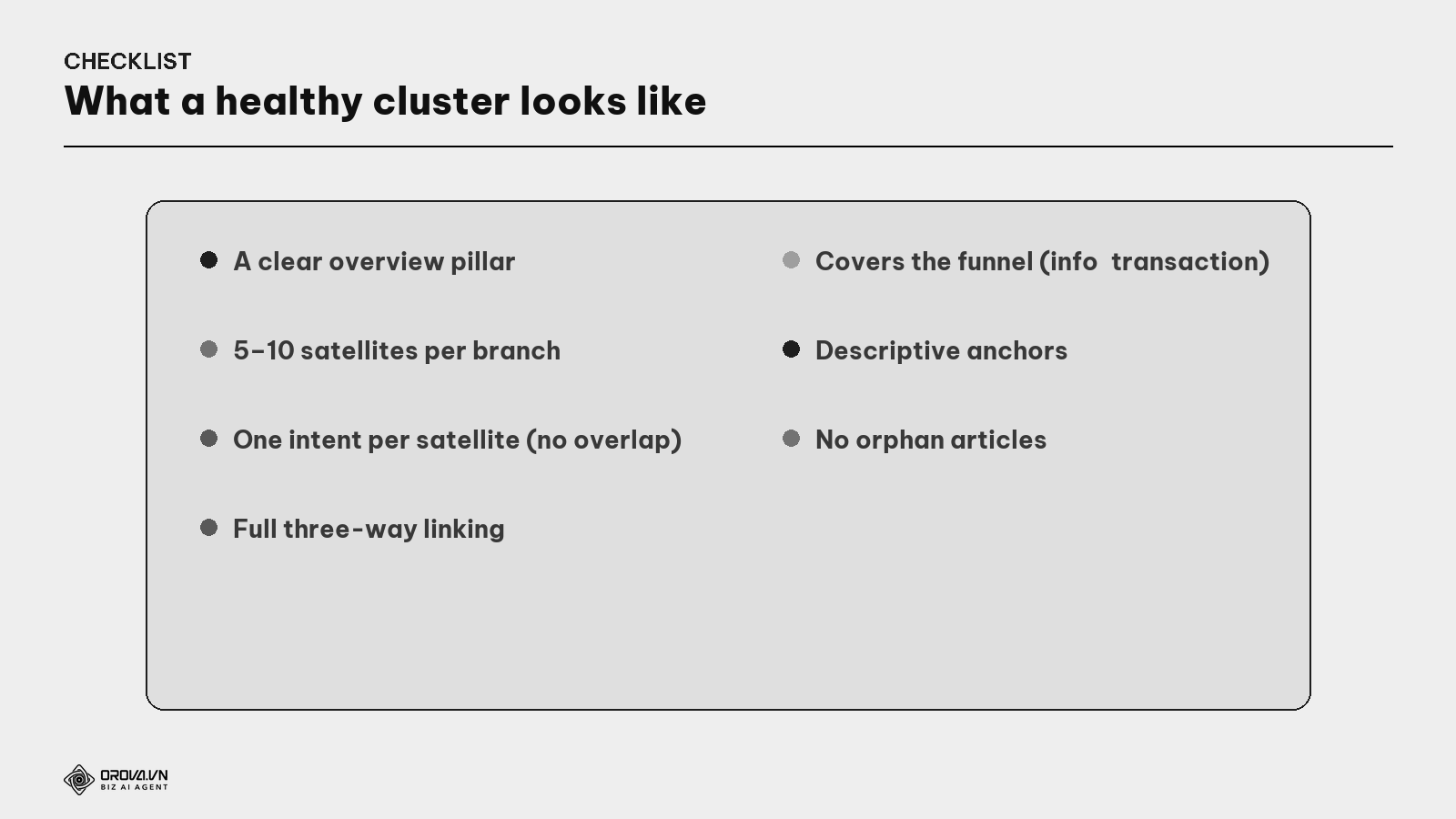 A healthy topic cluster checklist