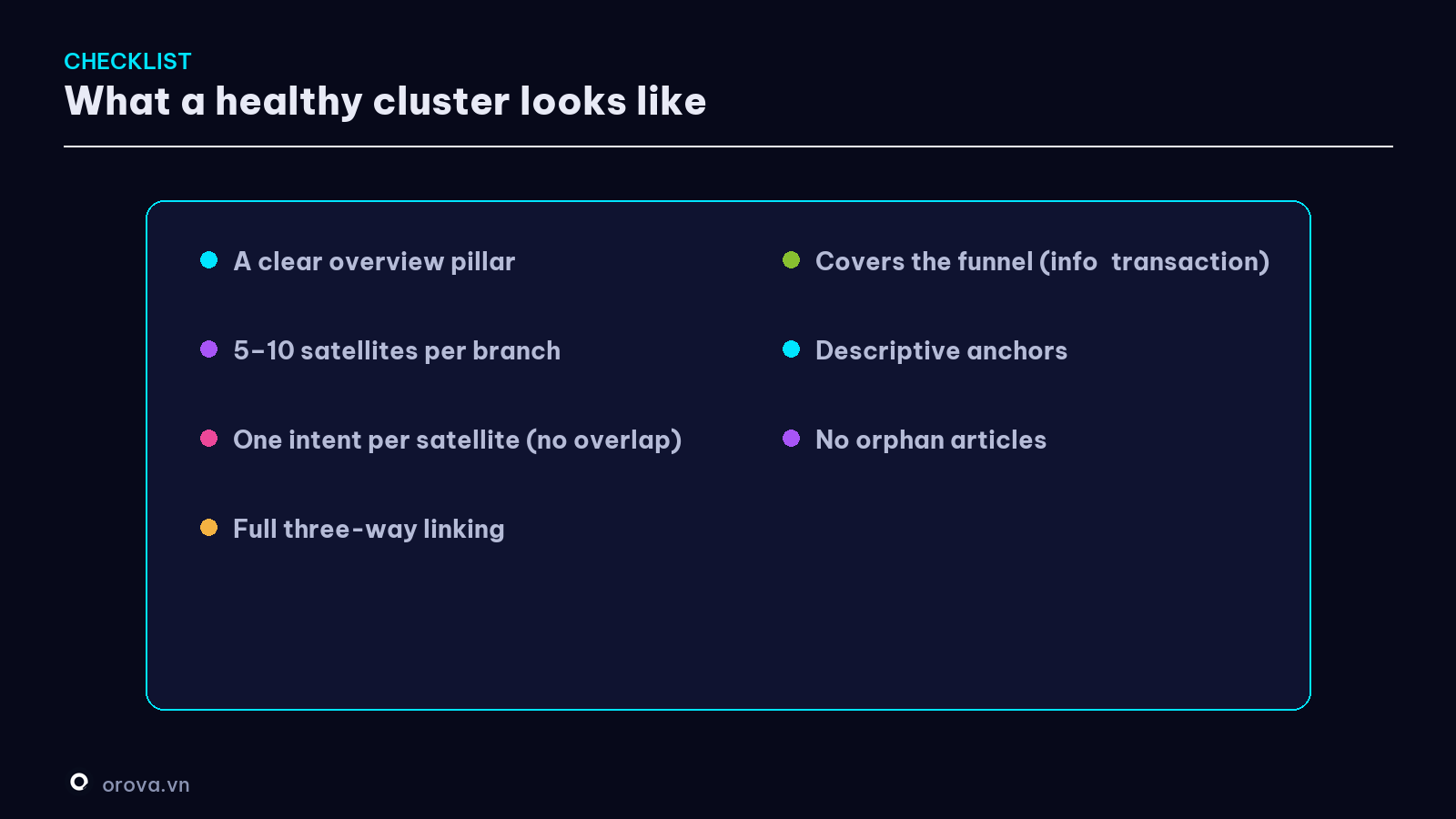 A healthy topic cluster checklist